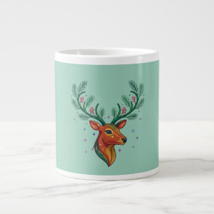 Café Grande Caneca Floral com Monograma de Natal Elegante Letr