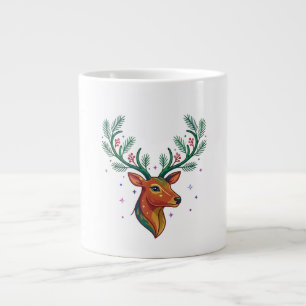 Café Grande Caneca Floral com Monograma de Natal Elegante Letr