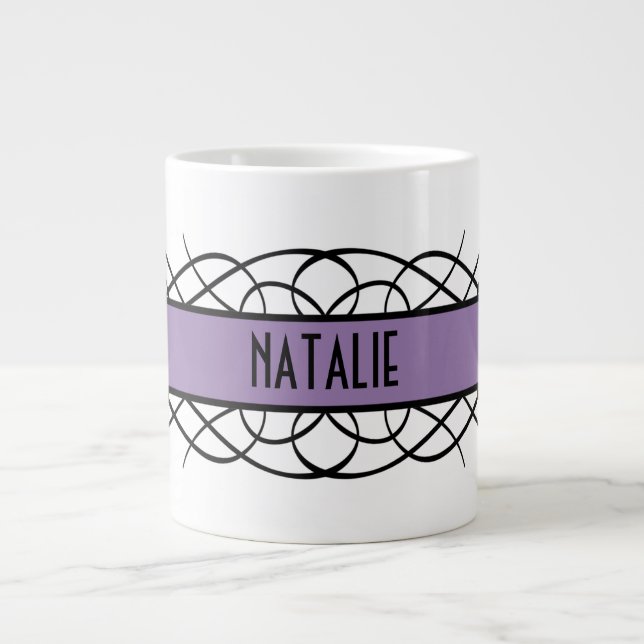 Café Grande Caneca Flourada de Deco Roxo (Frente)