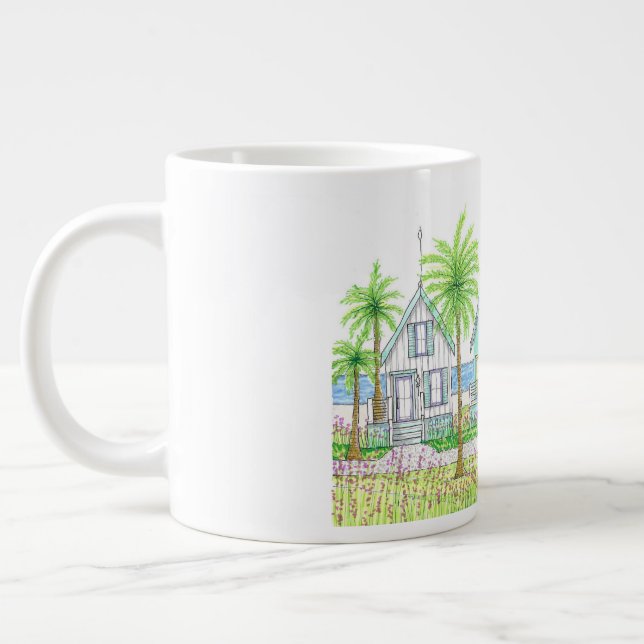 Café Grande Caneca Gigante Cabana de Praia Tropical (Esquerda)