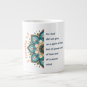 Café Grande Caneca Gigante Flor de Mandala 2 Timóteo 1:7