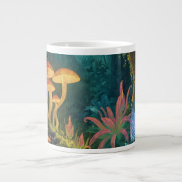 Café Grande Caneca Gigante Floresta de Cogumelos Mágicos Brilh
