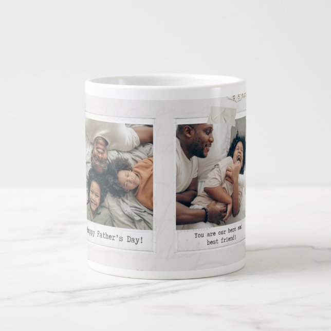 Café Grande Caneca Herói Papai | Presente de Caneca com 3 Foto (Frente)