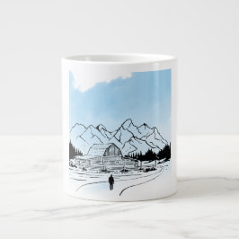 Café Grande Caneca Jumbo Aventura Minimalista de Montanha de I