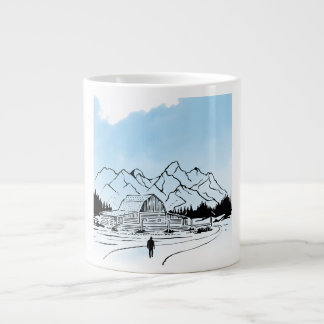 Café Grande Caneca Jumbo Aventura Minimalista de Montanha de I