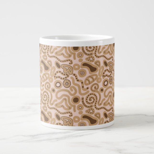 Café Grande Caneca Jumbo com Padrão Abstrato Terroso de Rabisc (Frente)