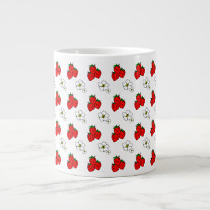 Café Grande Caneca Jumbo com Padrão Retro de Morango e Flores