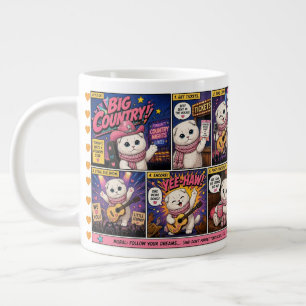 Café Grande Caneca Jumbo Country Kitty - Amor de Gato - Coraçõ