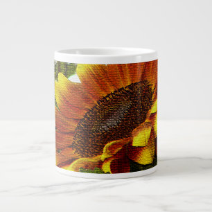 Café Grande Caneca Jumbo de Girassol Amarelo e Laranja Linda