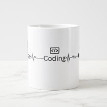 Caneca Jumbo de Programador 'Coding Heartbeat'