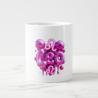 Café Grande Caneca Letras Bolha Rosa Tipografia de Leão 