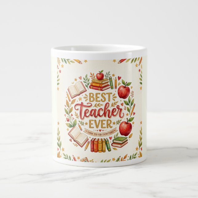 Café Grande Caneca Melhor Professor de Todos os Tempos Present (Frente)