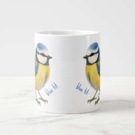 Café Grande Caneca Pássaro Chapim-azul, Arte de Pássaro de Jar