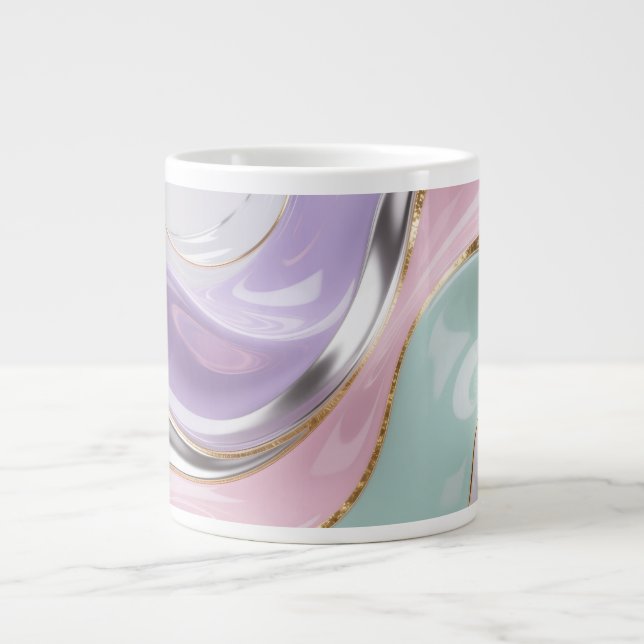 Café Grande Caneca Pastel de Arte Fluida Abstrata – Arte Paste (Frente)