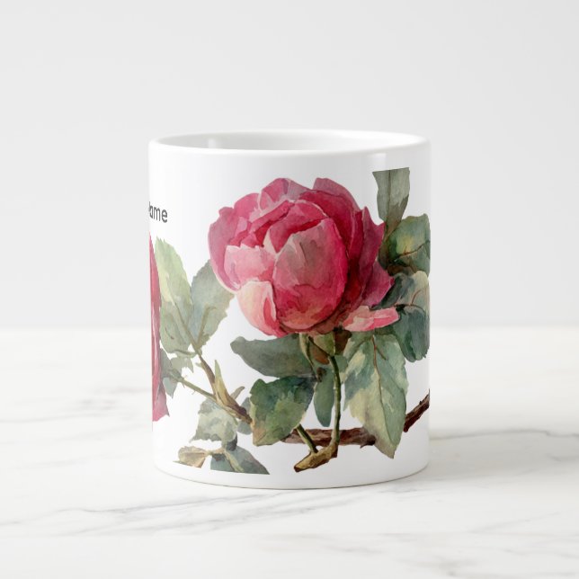 Café Grande Caneca Personalizada de Rosa do Dia dos Namorados (Frente)