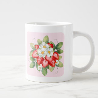 Café Grande Caneca Rosa de Morango Fofa | Presente para Amante