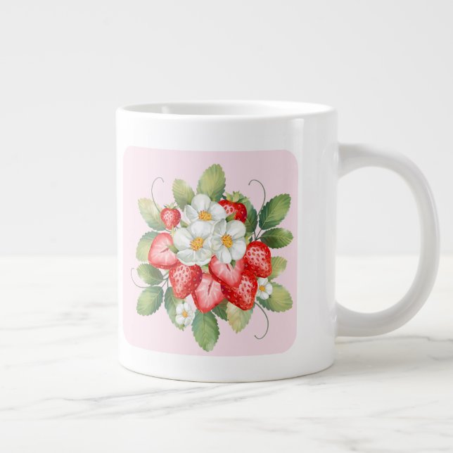 Café Grande Caneca Rosa de Morango Fofa | Presente para Amante (Direita)