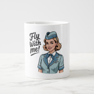 Café Grande Caneca temática com comissária de bordo escandinav
