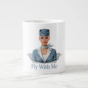 Café Grande Caneca temática com comissária de bordo escandinav