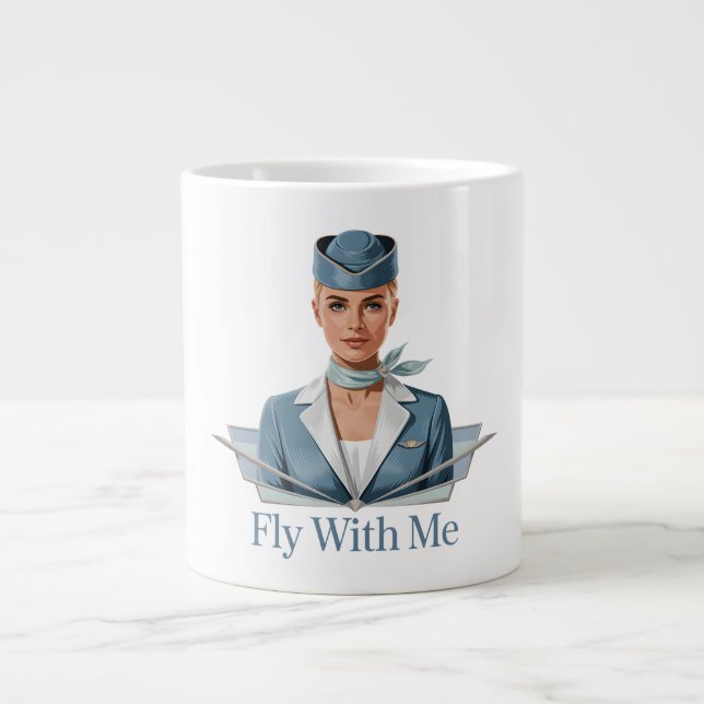 Café Grande Caneca temática com comissária de bordo escandinav (Frente)