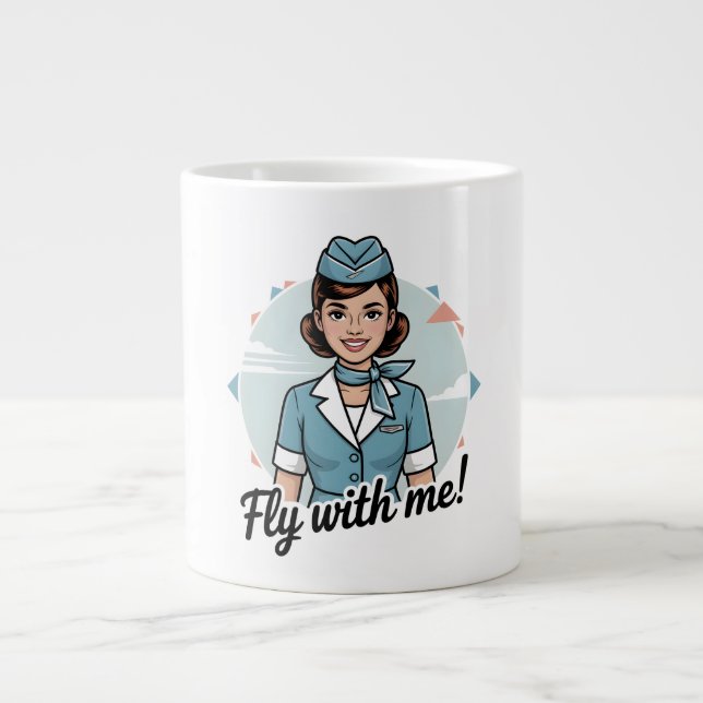 Café Grande Caneca temática com comissária de bordo escandinav (Frente)
