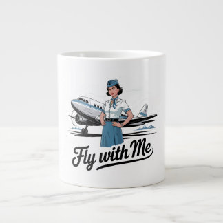 Café Grande Caneca temática com comissária de bordo escandinav