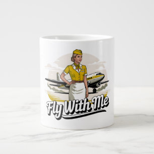 Café Grande Caneca temática com comissária de bordo escandinav