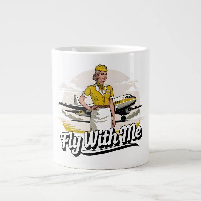 Café Grande Caneca temática com comissária de bordo escandinav (Frente)