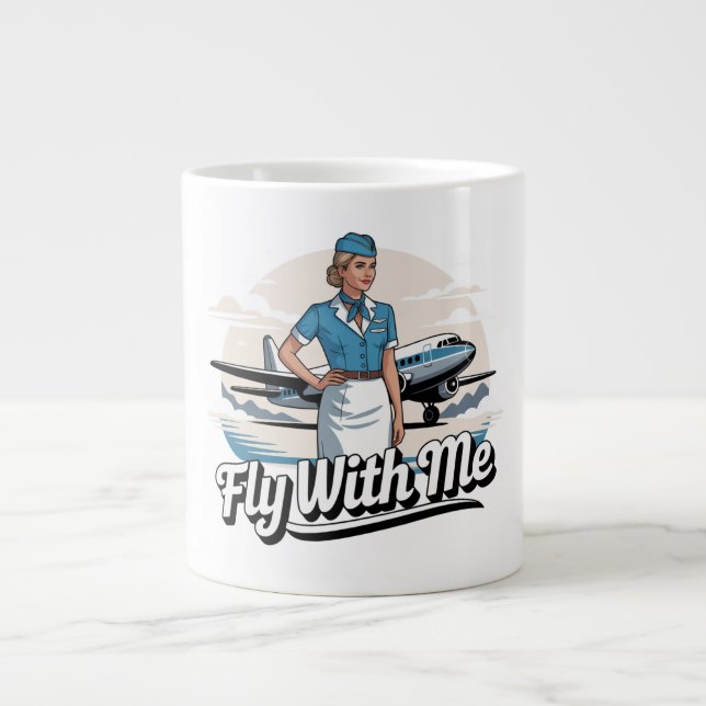Café Grande Caneca temática com comissária de bordo escandinav (Frente)