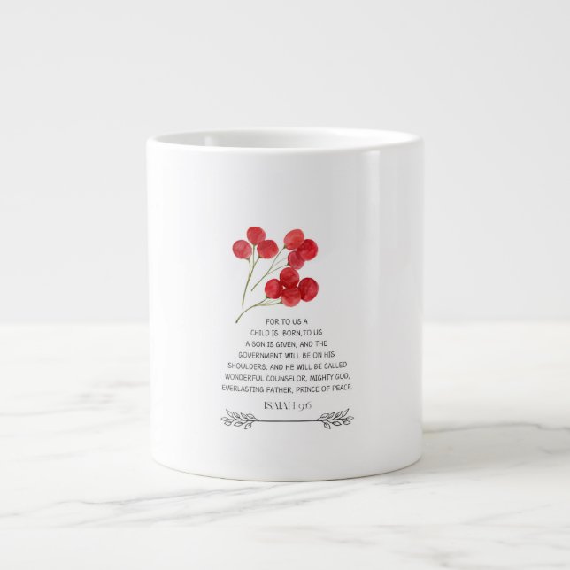 Café Grande Caneca Verso de Natal Isaías 9:6 (Frente)
