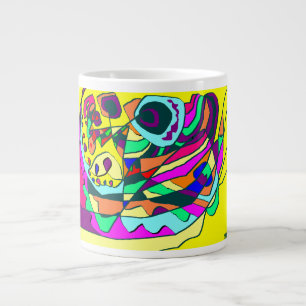 Café Grande Design de arte numa caneca bebendo