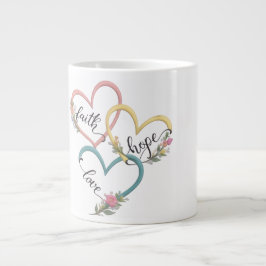 Café Grande Design de Caneca Fé Esperança Amor