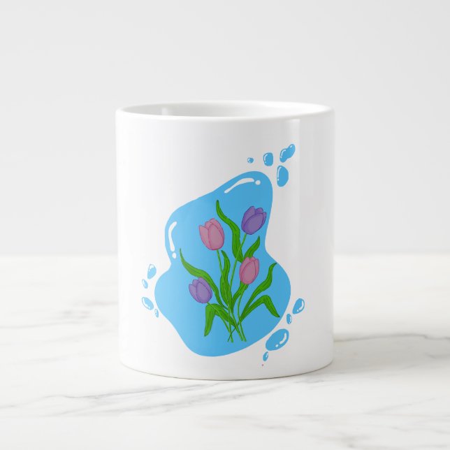 Café Grande design de flor de caneca  (Frente)