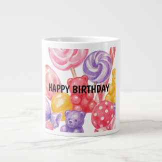 Café Grande : Doce Bala de Aquarela e Caneca de Aniversário de