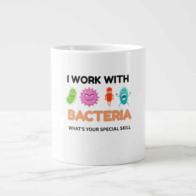 Café Grande Engraçada Caneca De Microbiologia - "Brinco Com Ba (Frente)