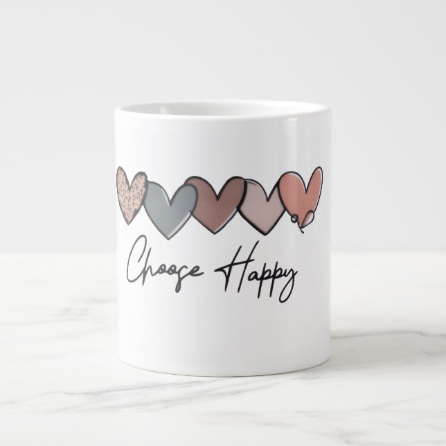 Café Grande Escolha o Design de Caneca Coração Feliz (Frente)