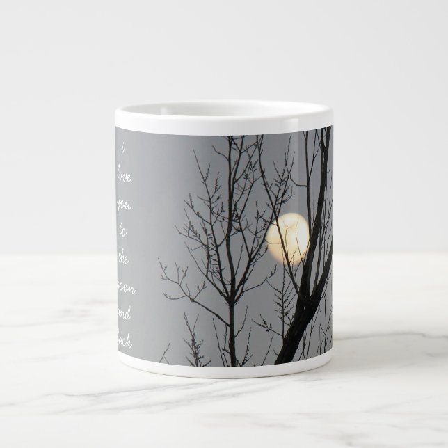 Café Grande eu te amo na lua e de volta, caneca jumbo (Frente)