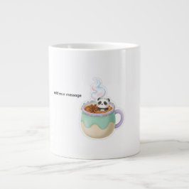 Café Grande Ilustração de Panda Kawaii Fofo em Caneca de Chá
