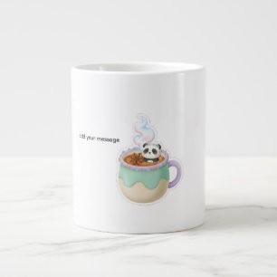 Café Grande Ilustração de Panda Kawaii Fofo em Caneca de Chá