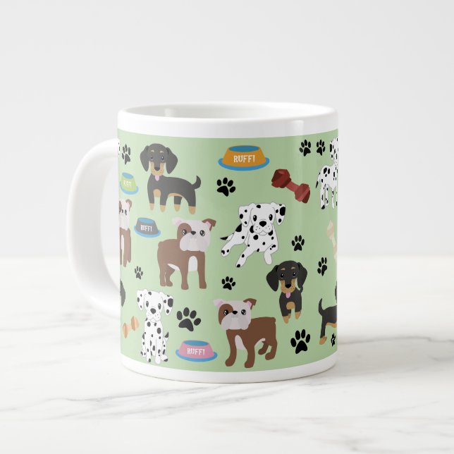 Café Grande Jumbo de caneca personalizada - Grupo de cães 3 (Frente Esquerda)