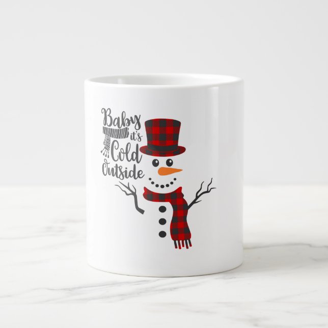 Café Grande O Bebê É Frio Fora Da Caneca De Neve (Frente)