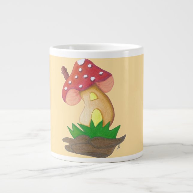 Café Grande Pequena Casa de Cogumelo Caneca (Frente)