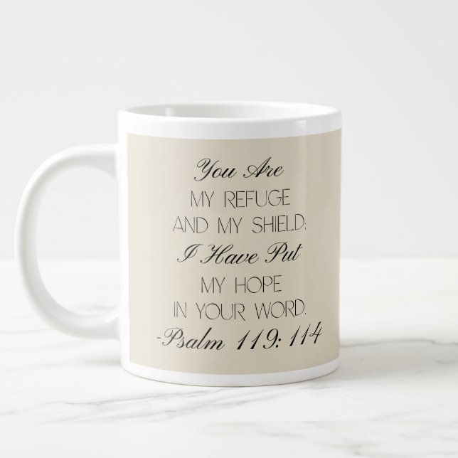 Café Grande Salmos 119:114 Esperança Caneca de Versículo da Bí (Esquerda)
