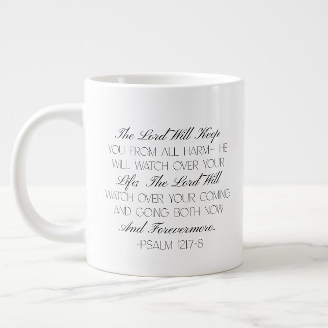 Café Grande Salmos 121:7-8 Caneca de Versículo Bíblico da Espe (Esquerda)