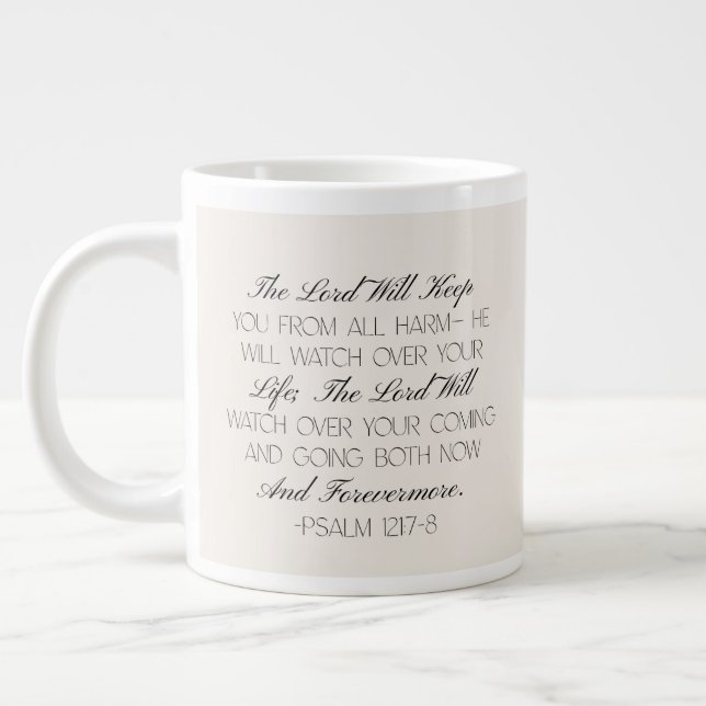 Café Grande Salmos 121:7-8 Caneca de Versículo Bíblico da Espe (Esquerda)