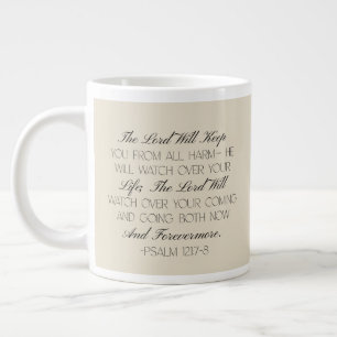 Café Grande Salmos 121:7-8 Caneca de Versículo Bíblico da Espe