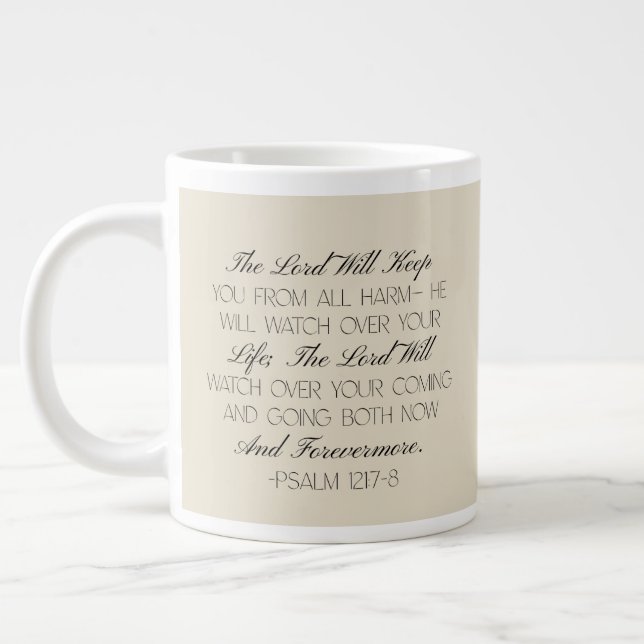 Café Grande Salmos 121:7-8 Caneca de Versículo Bíblico da Espe (Esquerda)