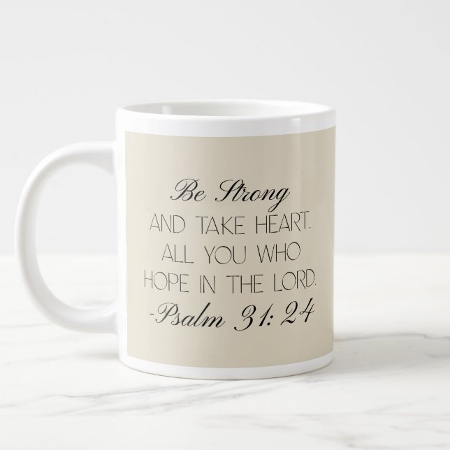 Café Grande Salmos 31:24 Caneca de Versículo da Bíblia da Espe (Esquerda)