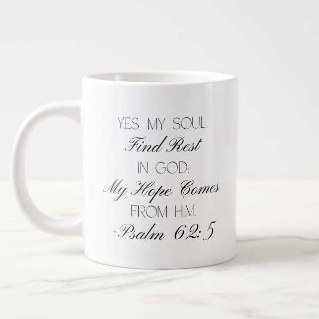Café Grande Salmos 62:5 Caneca de Versículo da Bíblia da Esper (Esquerda)