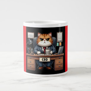Café Grande Sou o Chefe - Caneca Engraçada de Gato de Escritór